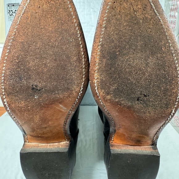 Frye Vintage Mid Calf Western Cowboy boots womens Size 9 Black Made in USA - Picture 10 of 11